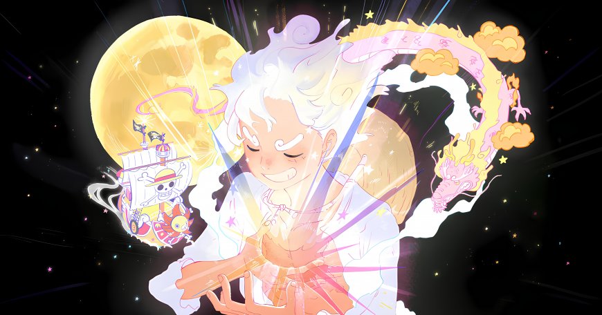 海贼王路飞五档尼卡形态月亮神龙热血动漫电脑壁纸