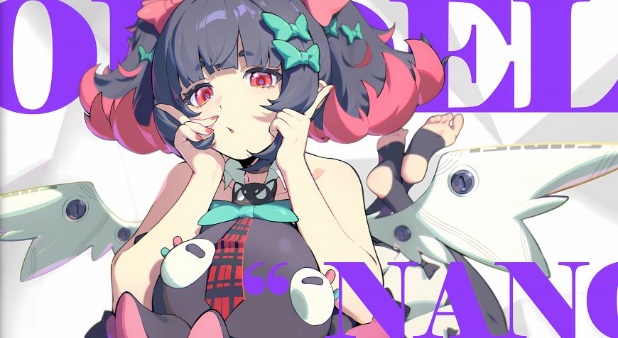 崩坏3娜可露露双马尾红瞳少女抱玩偶紫白动漫电脑壁纸