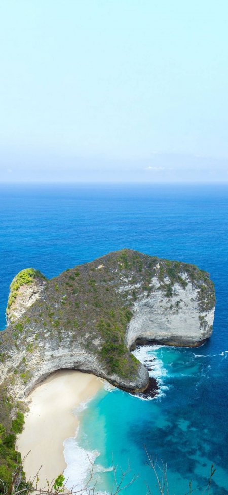 巴厘岛佩妮达岛精灵坠崖碧海白沙蓝白风景手机壁纸
