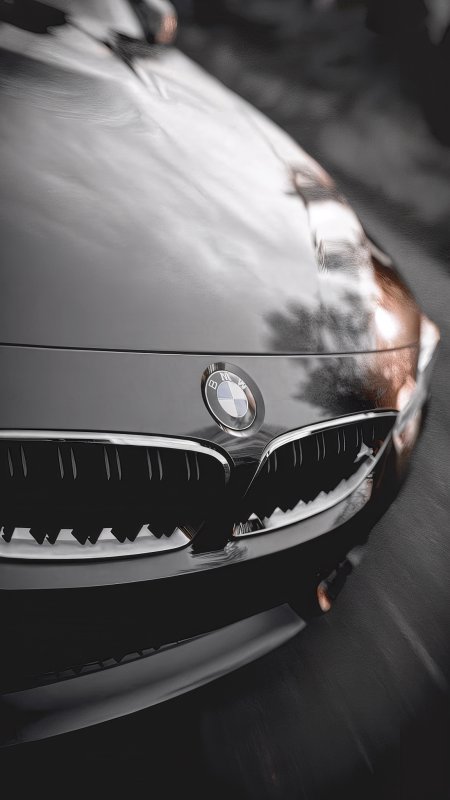 宝马BMW双肾格栅前脸特写黑银高光汽车手机壁纸