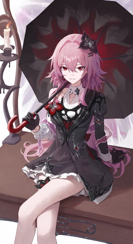 崩坏星穹铁道长夜月粉发少女雨伞手机壁纸