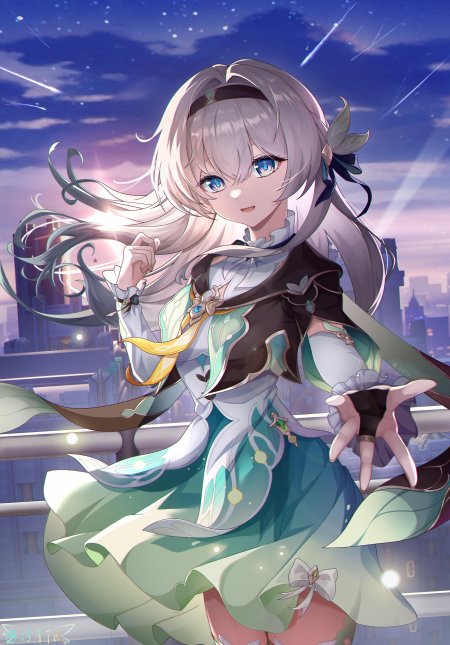 崩铁流萤灰发少女城市夜景动漫手机壁纸