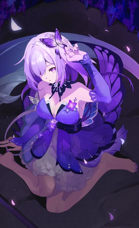 崩铁遐蝶紫发少女梦幻蝴蝶礼服人物手机壁纸
