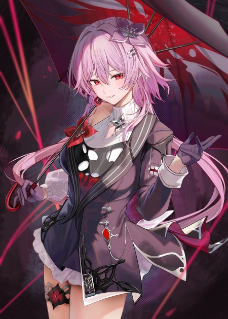 崩铁长夜月粉紫发少女雨伞手机壁纸