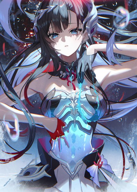 崩铁长夜月粉紫发少女雨伞手机壁纸8. 崩星海瑟音银甲少女战斗手机壁纸