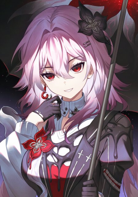 崩铁长夜月红眼粉发少女近景手机壁纸