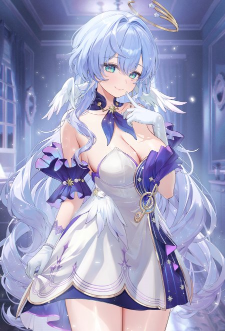 崩铁知更鸟蓝发少女礼服手机壁纸