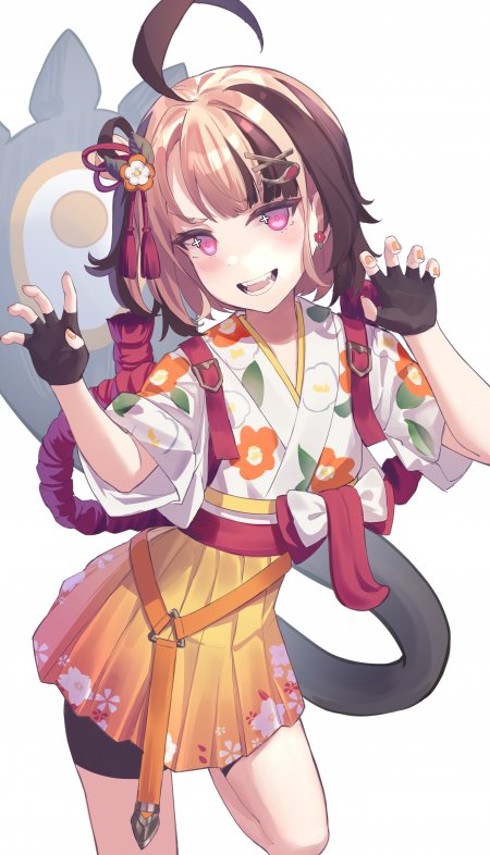 橙色和服蛇尾虎牙萌系少女动漫手机壁纸