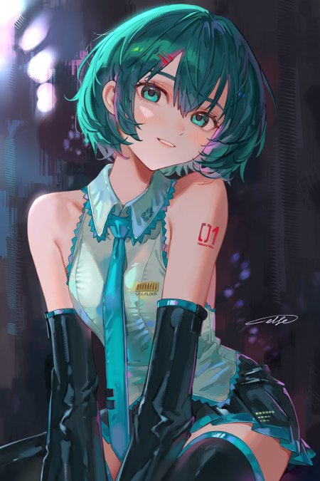 初音未来绿发蓝瞳少女动漫手机壁纸