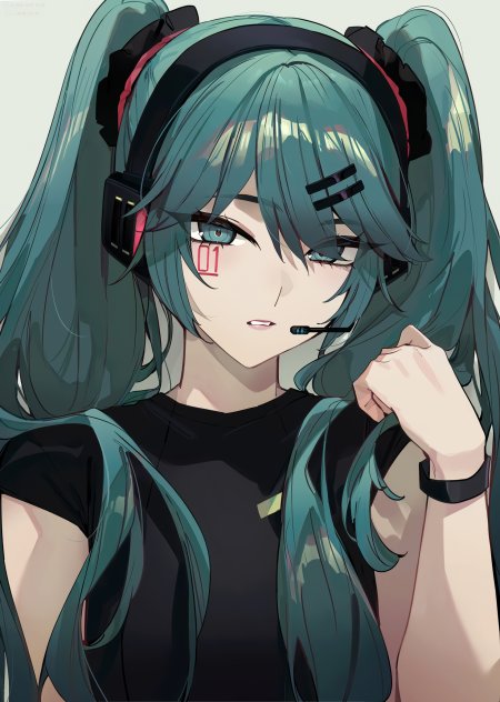 初音未来青绿双马尾耳机少女蓝绿动漫手机壁纸