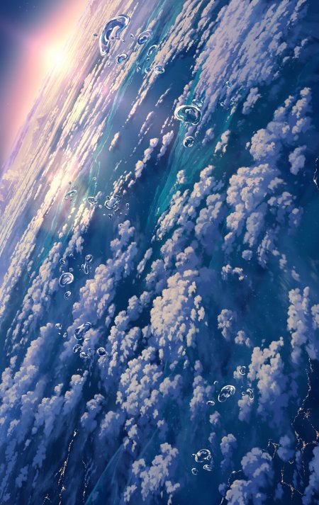 地球大气层云海浮空水滴蓝紫渐变太空科幻手机壁纸