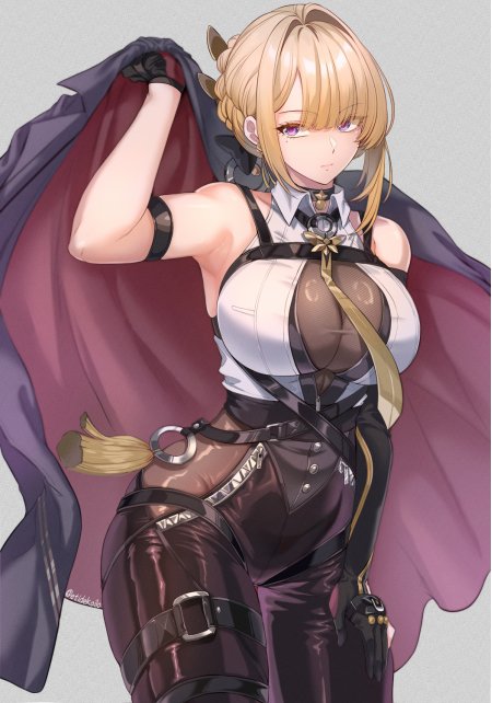 金发紫眼少女黑白服装斗篷动漫手机壁纸