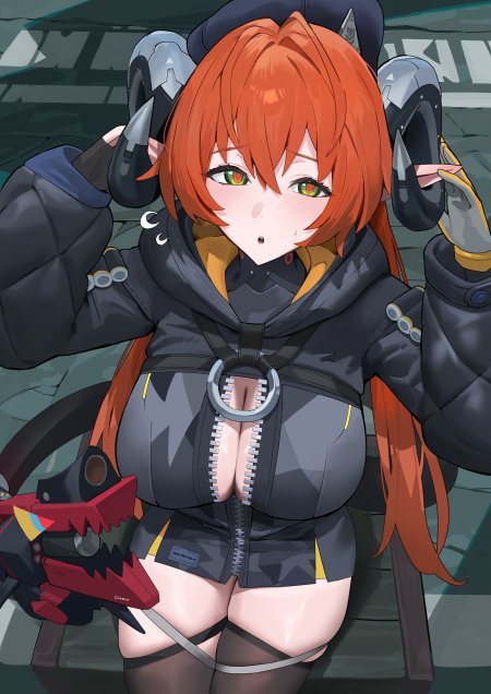 绝区零珂蕾妲红发绿眼少女黑衣持械暗灰动漫手机壁纸