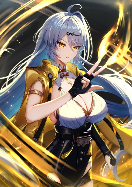 绝区零仪玄蓝发少女火焰手机壁纸