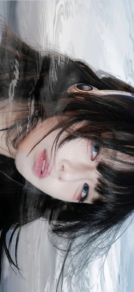 蓝眸黑发少女水纹特效冷调情感文艺创意手机壁纸