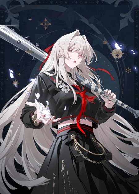 鸣潮绯雪白发兽耳少女持枪战斗动漫手机壁纸