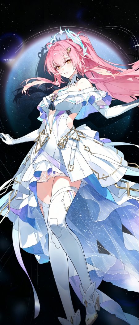 鸣潮卡提希娅粉发少女星空礼服动漫手机壁纸