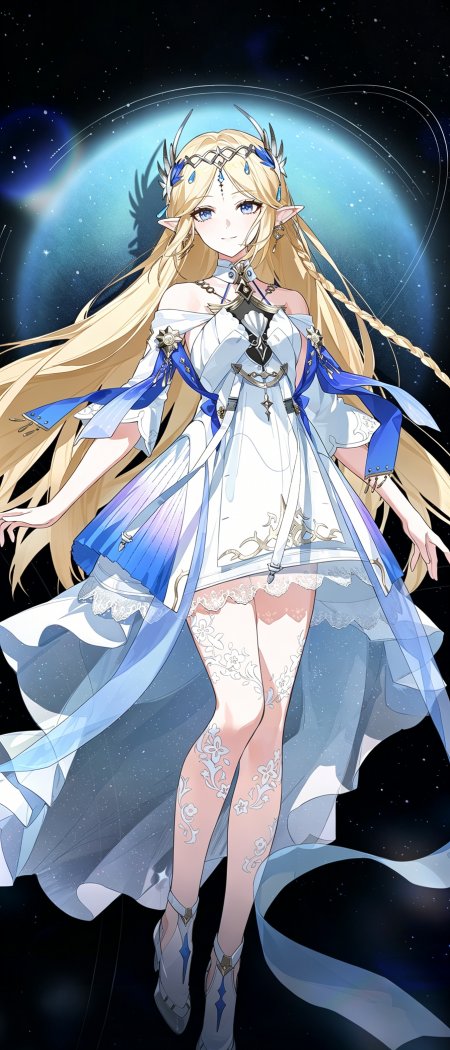 鸣潮卡提希娅星穹之下蓝白渐变精灵少女动漫手机壁纸