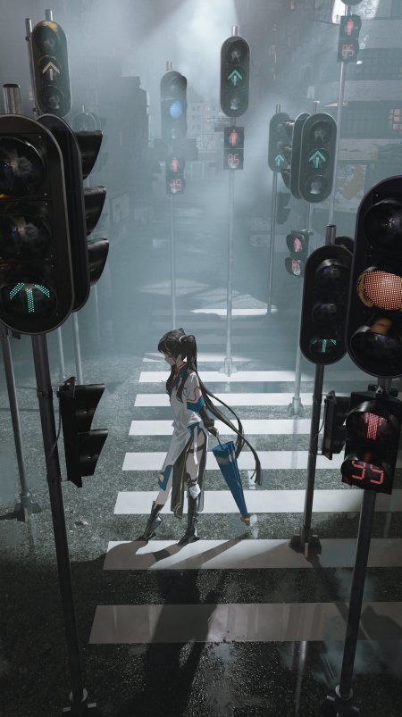 鸣潮秧秧黑发少女雨天手机壁纸