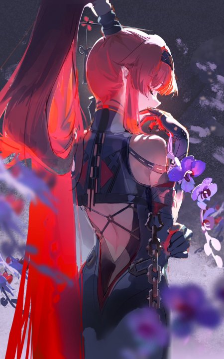 鸣潮吟霖红发少女锁链侧身手机壁纸