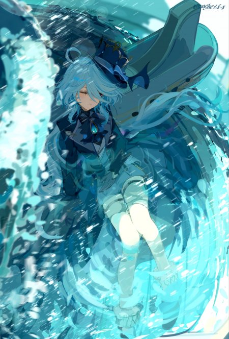 鸣潮折枝蓝发少女水浪清冷动漫手机壁纸