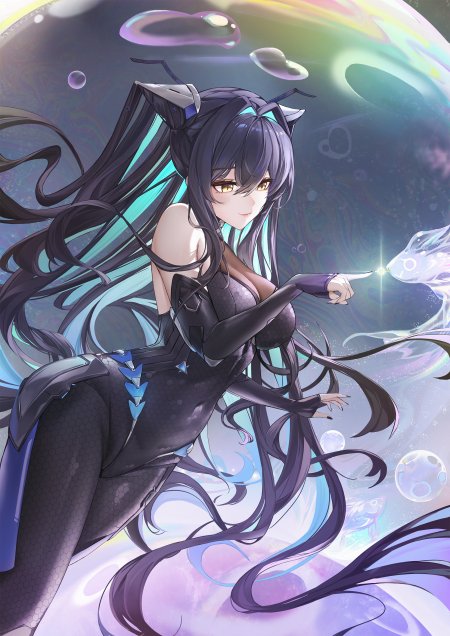 妮姬小美人鱼黑发少女气泡动漫手机壁纸