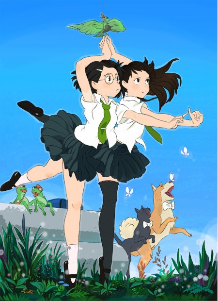 千与千寻赈早见琥珀主与白龙少女跃动蓝空绿鸟相伴动漫手机壁纸