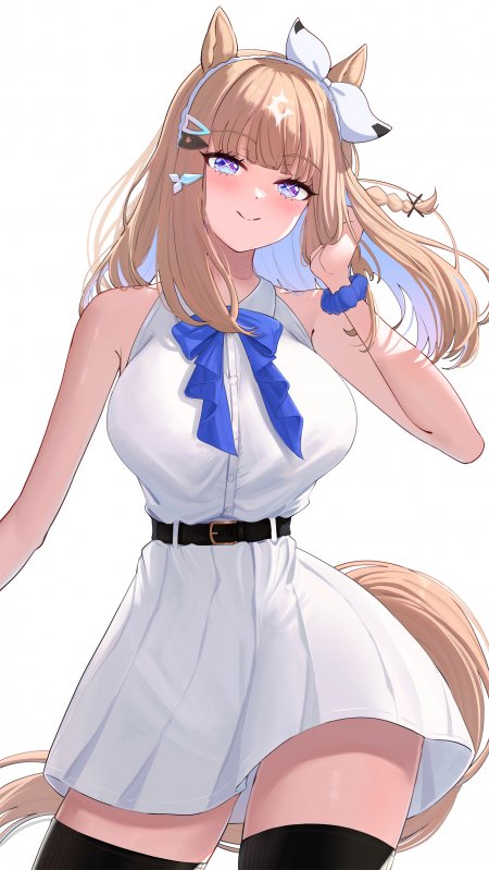赛马娘角色小栗帽金发猫耳蓝白蝴蝶结少女动漫手机壁纸