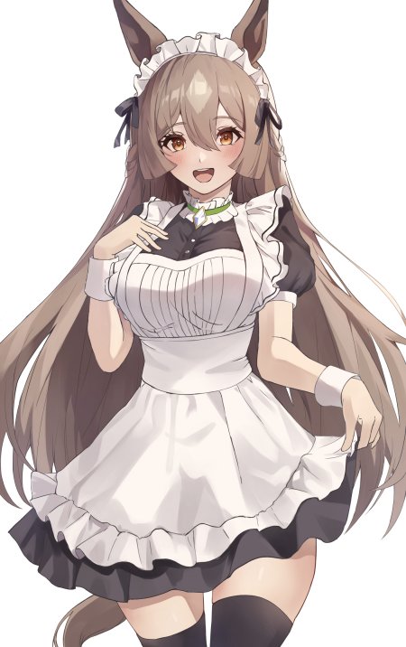 赛马娘特别周女仆装棕发兽耳少女暖白动漫手机壁纸