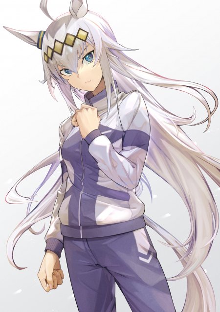 赛马娘小栗帽银发蓝眼少女紫白运动服动漫手机壁纸