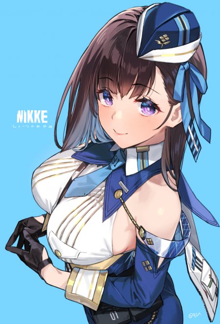 胜利女神妮姬蓝白制服紫瞳少女动漫手机壁纸