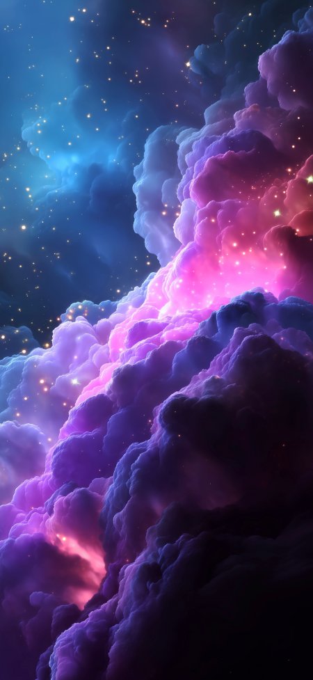 星云漩涡紫蓝粉光璀璨暗蓝太空科幻手机壁纸