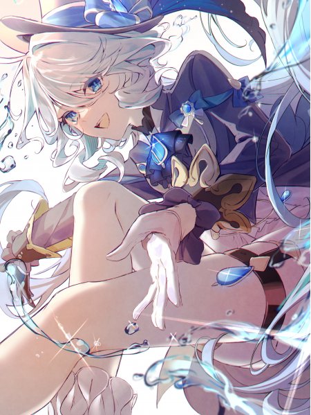 原神芙宁娜水元素少女蓝白梦幻动漫手机壁纸