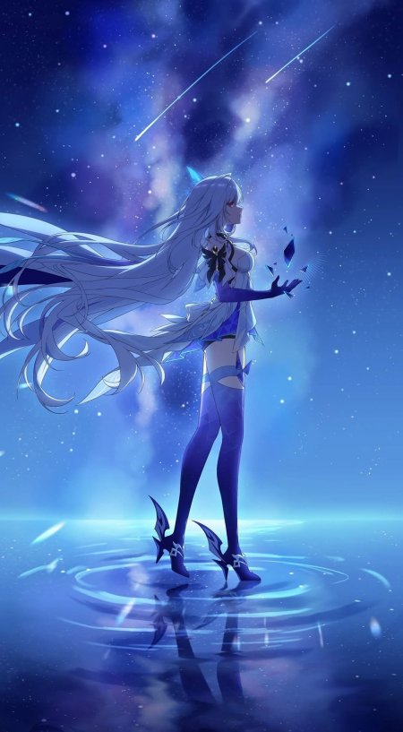 原神丝柯克银发少女星空手机壁纸