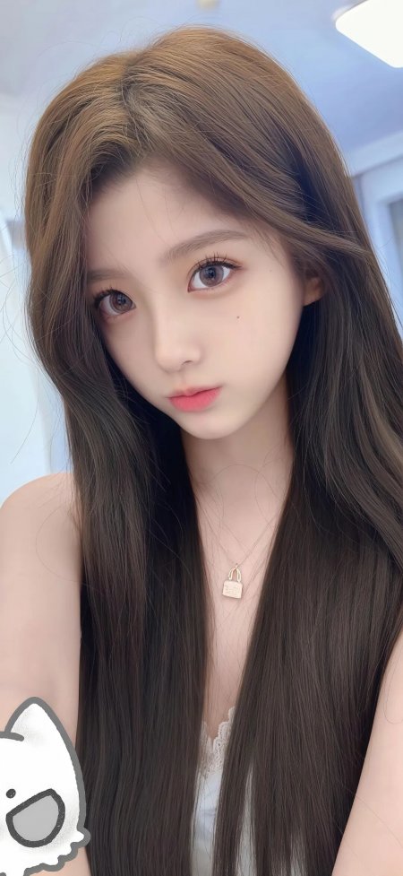 长发棕渐变少女浅笑粉唇暖白人物摄影手机壁纸