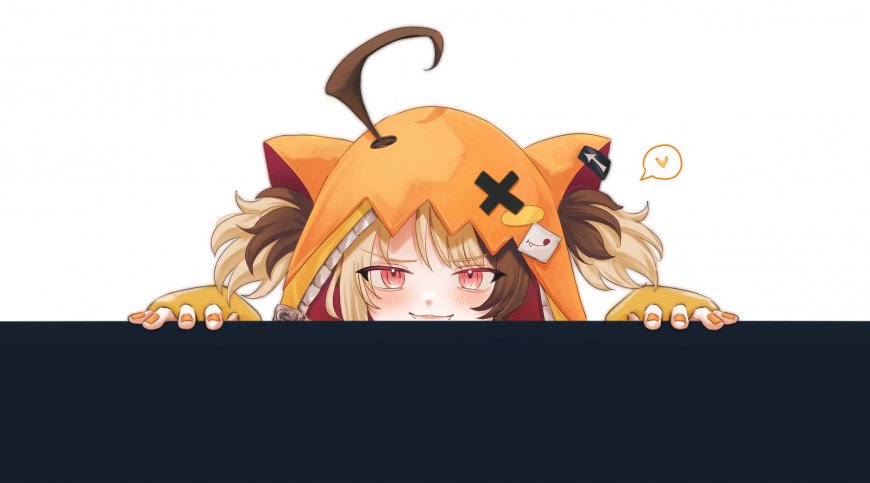 hololive EN 虚拟主播 Gigi Murin橙帽猫耳少女红瞳微笑动漫电脑壁纸