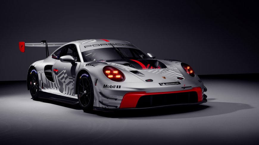 保时捷911GT3R赛车银红涂装低趴姿态暗灰汽车电脑壁纸
