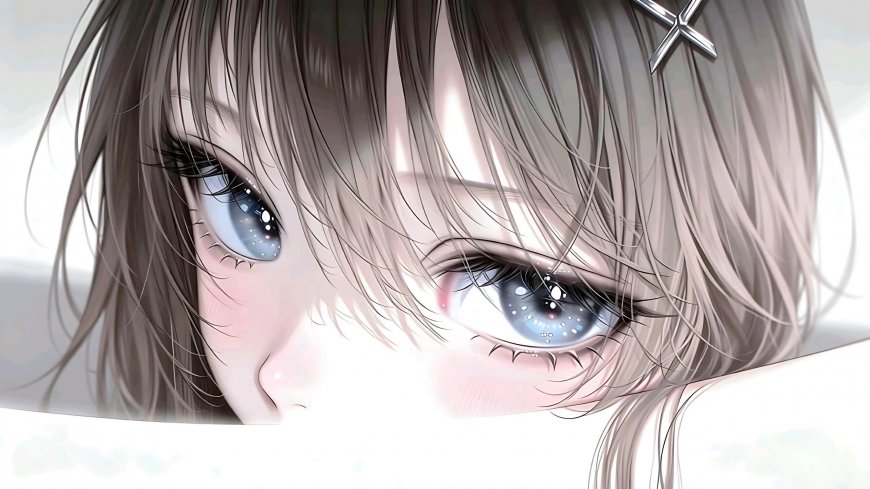 蓝瞳少女银发星眸清冷唯美动漫电脑壁纸