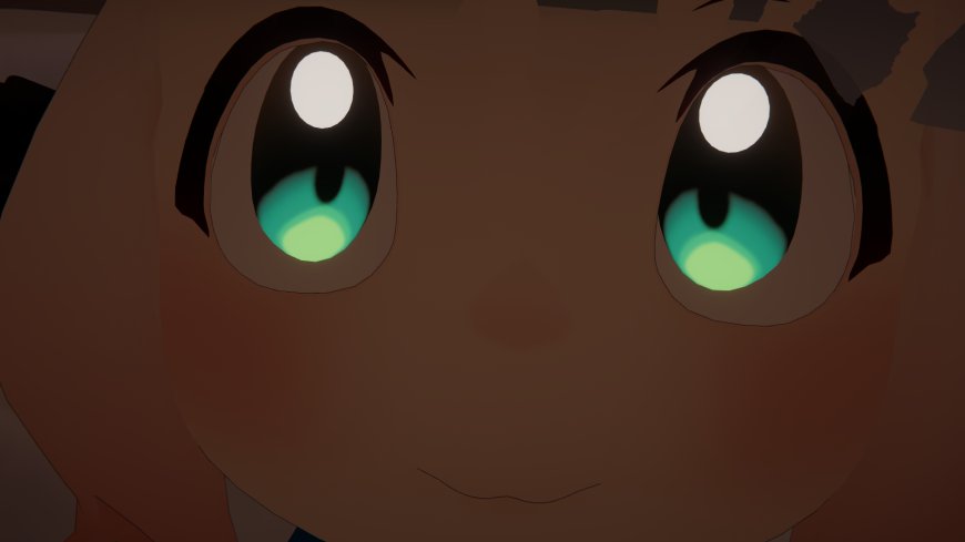 动漫少女碧绿眼眸含光微笑暗棕唯美电脑壁纸