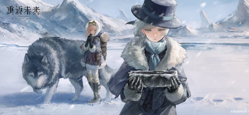 重返未来1999银发少女持书雪原狼伴行蓝白动漫电脑壁纸