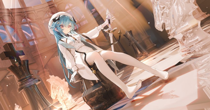 崩坏星穹铁道蓝发少女西洋剑棋盘动漫电脑壁纸
