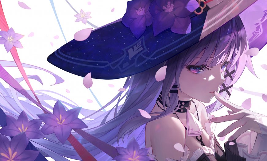 崩坏星穹铁道紫发少女巫师帽花瓣动漫电脑壁纸