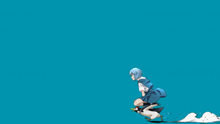 新世纪福音战士绫波丽蓝发校服骑鸭子动感青蓝动漫电脑壁纸