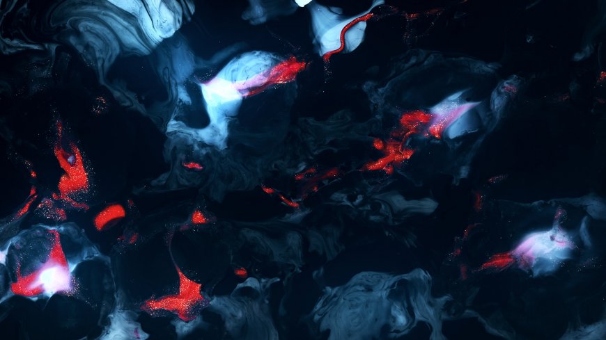 深蓝红焰流动星云暗黑科幻电脑壁纸
