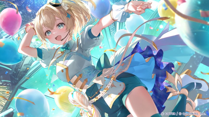 Hololive金发少女舞台演唱会气球烟花动漫电脑壁纸