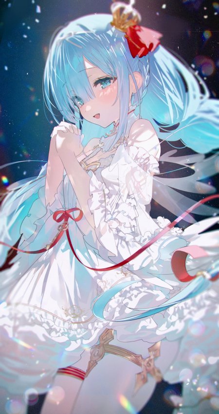 崩坏3格蕾修蓝发双马尾华丽星空礼服手机壁纸
