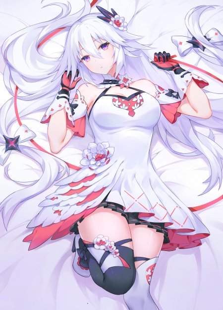 崩坏3天狼星白发紫瞳少女红白花饰动漫手机壁纸