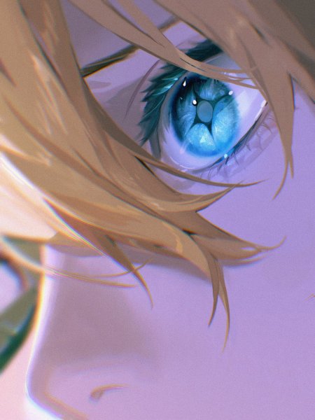 动漫少女蓝色瞳孔眼睛特写艺术手机壁纸