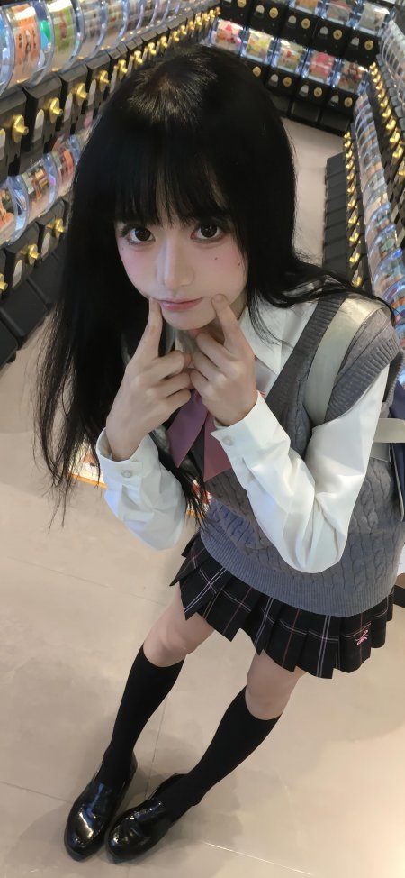 黑长直少女校服造型粉紫腮红暖调人物摄影美女手机壁纸