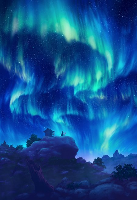 极光漫天星海璀璨蓝绿梦幻风景手机壁纸